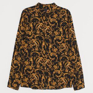 Black Patterned Slim Fit Shirt